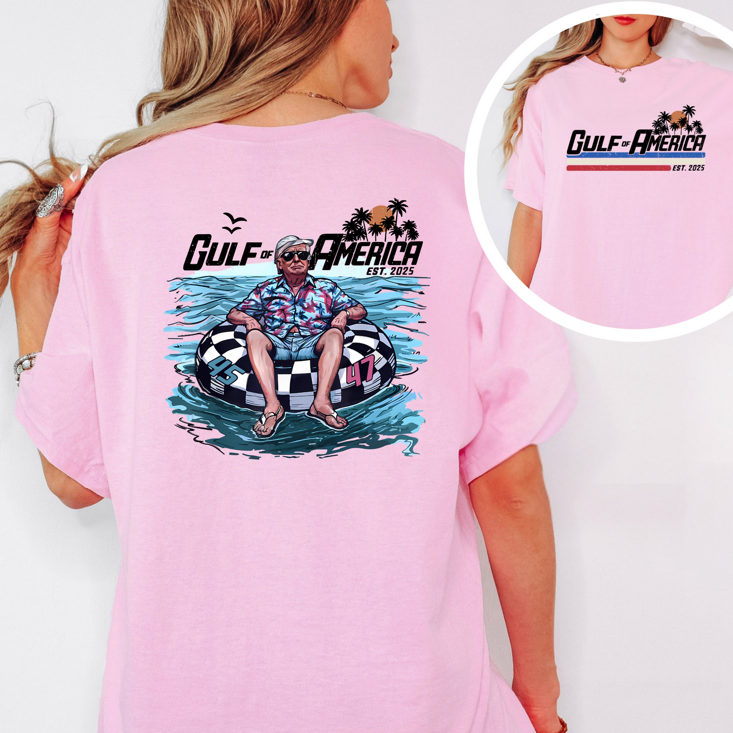 Funny Trump beach shirt – floating on America inner tube