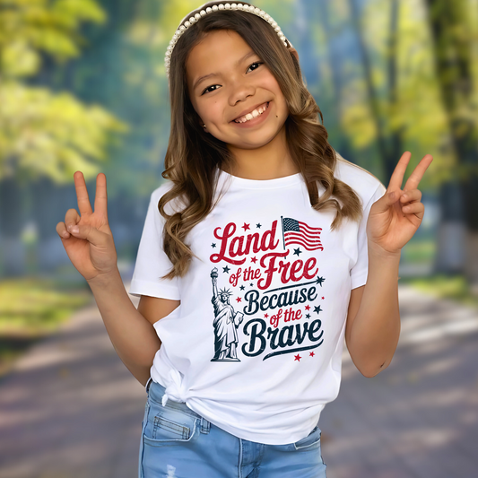 Close-up of shirt design with red, white, and blue stars and bold lettering
