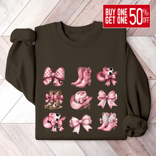 Coquette Western Sweatshirt - The Right Side PrintsCoquette Western Sweatshirtwomen's long sleeve sweatshirtBrownSmall