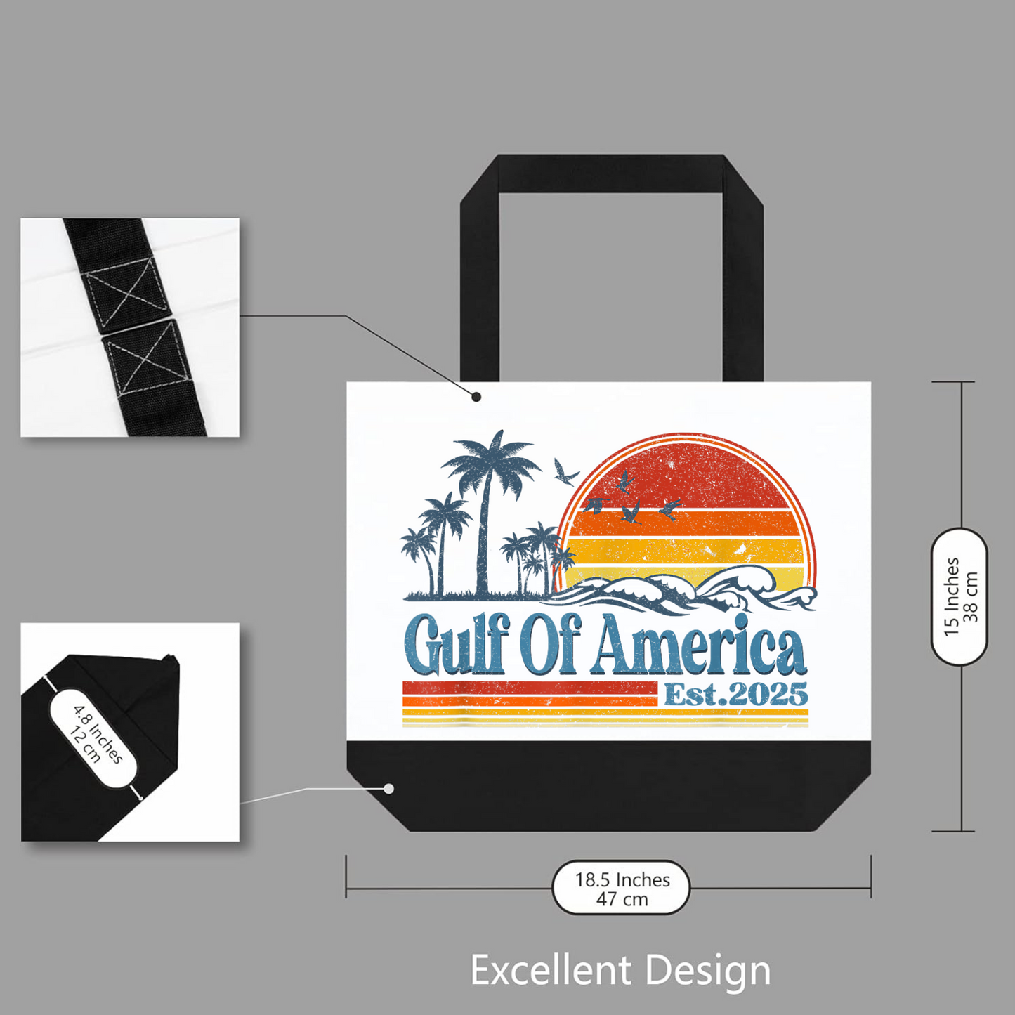 Gulf of America Vintage Tote Bag – Retro Beach Travel Bag
