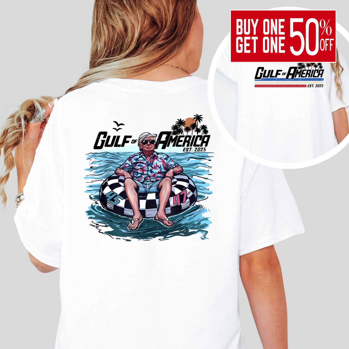 Gulf of America t-shirt with Trump beach float design