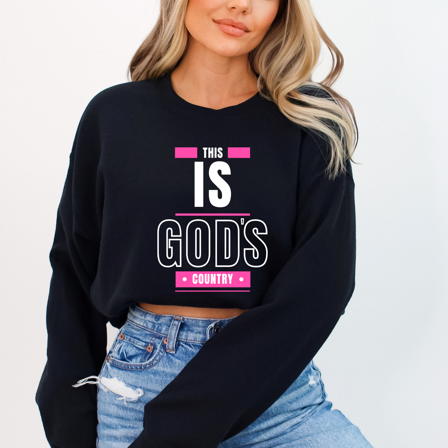 Black This Is God's Country Christian Western Sweatshirt - Faith-Based Crewneck