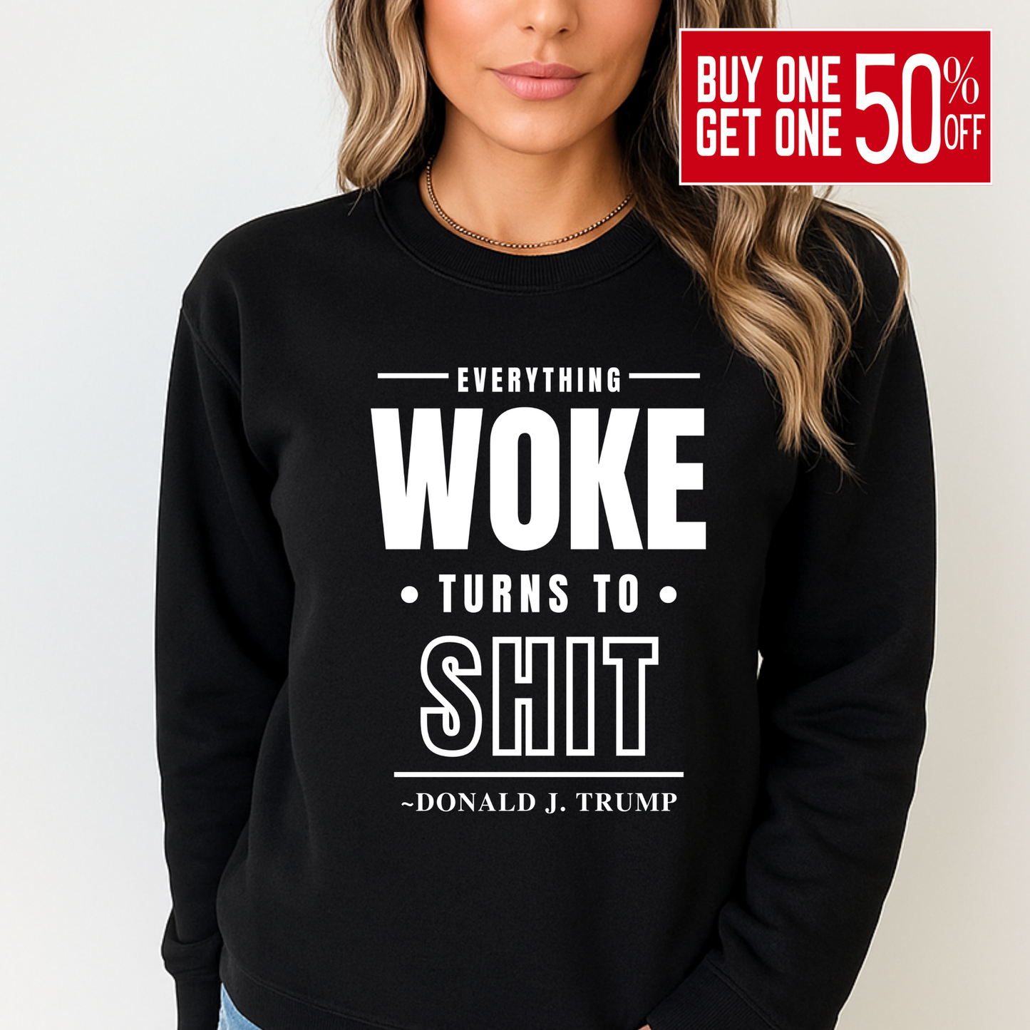 Black sweatshirt featuring strong message