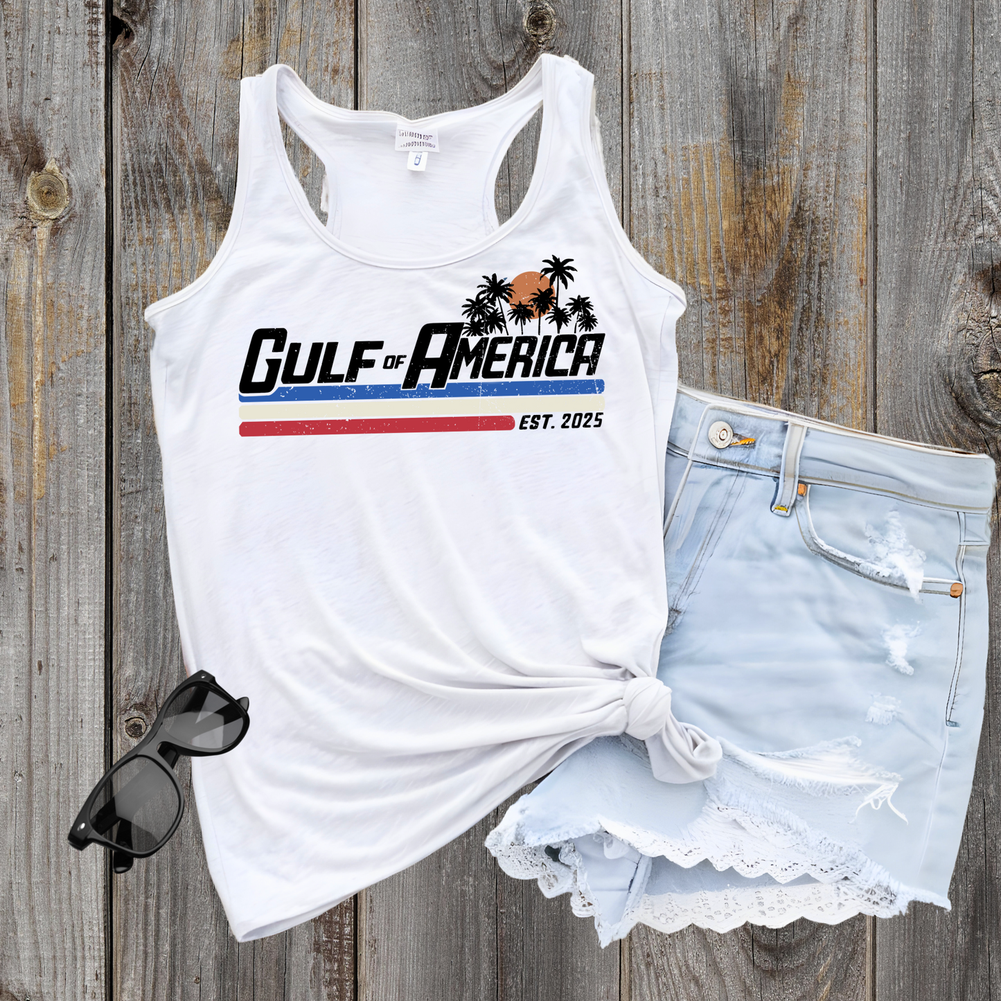 Gulf of America Est. 2025 tank top β summer patriotic outfit idea