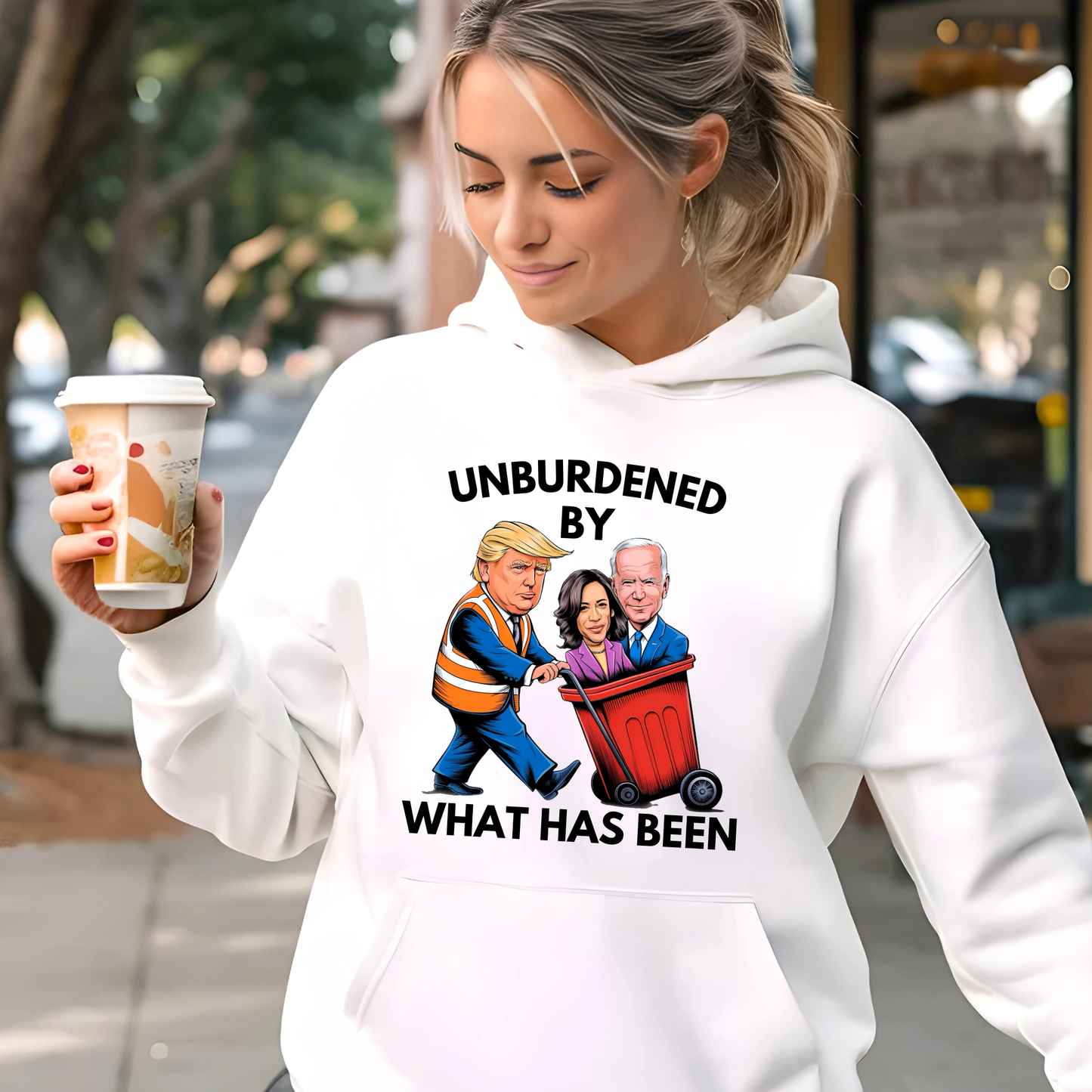 Unburdened By What Has Been – Funny Anti-Biden Pro-Trump Women’s Hoodie**