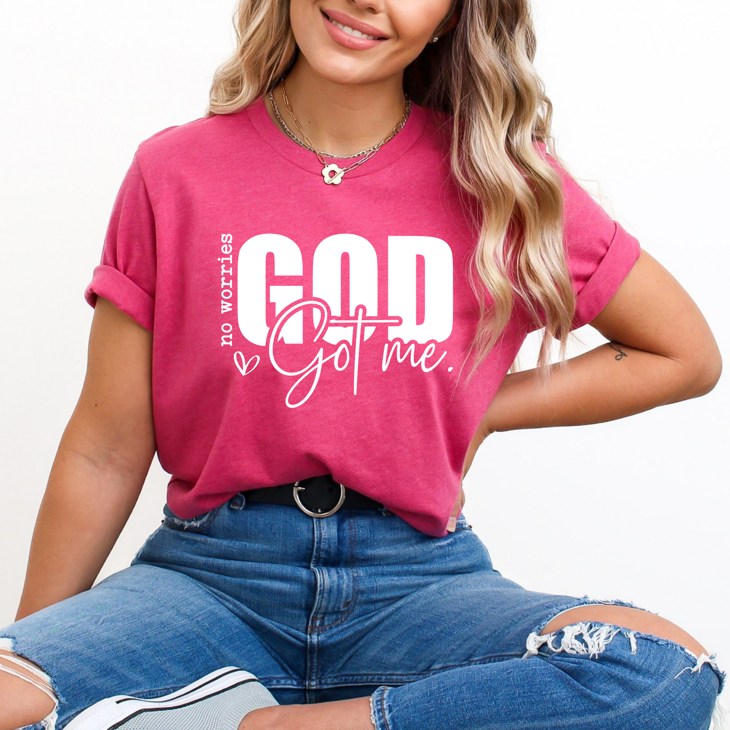 Dark Pink God Got Me Christian T-Shirt - No Worries Faith-Based Religious Tee