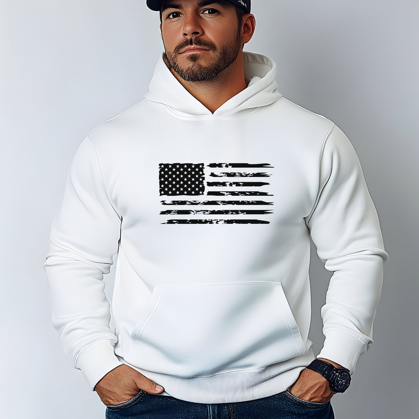 white Pro God Gun Life Trump Hoodie – Patriotic Christian Sweatshirt with American Flag