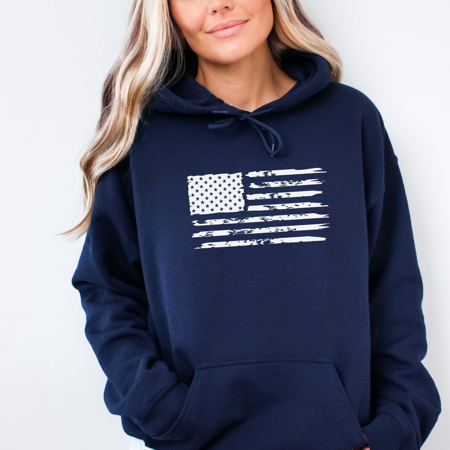 Navy Pro God Gun Life Trump Hoodie – Patriotic Christian Sweatshirt with American Flag