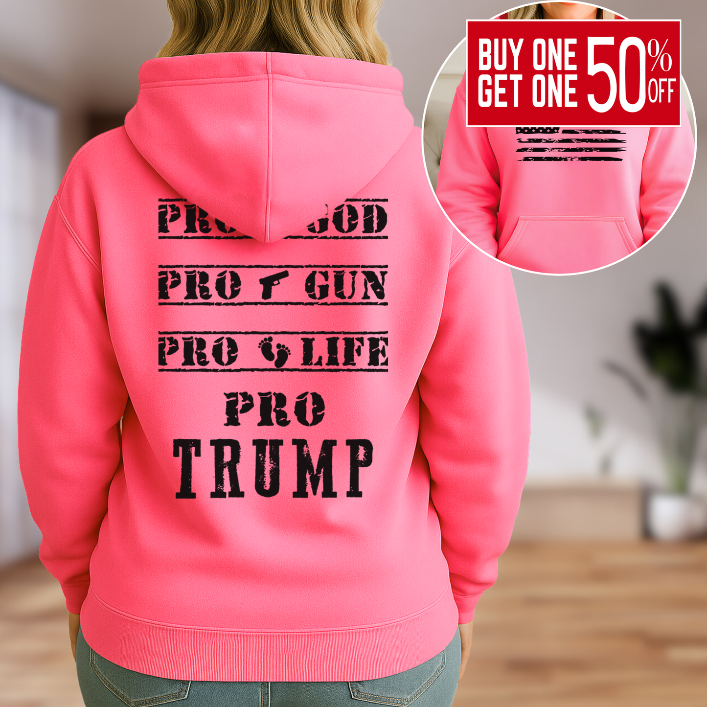 Pro God Gun Life Trump Hoodie – Patriotic Christian Sweatshirt with American Flag