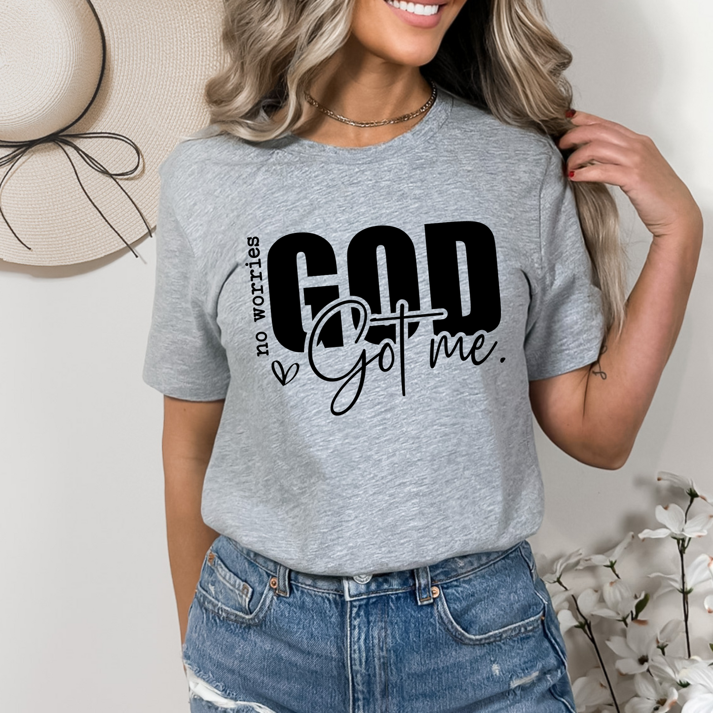 Gray God Got Me Christian T-Shirt - No Worries Faith-Based Religious Tee