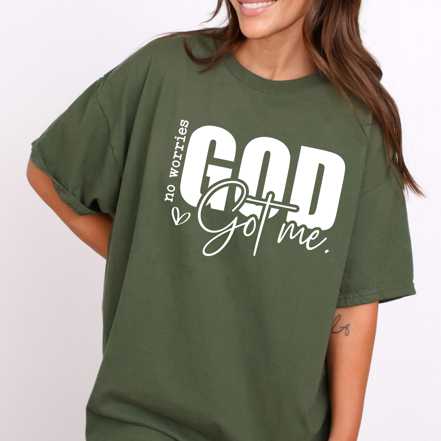 Green God Got Me Christian T-Shirt - No Worries Faith-Based Religious Tee