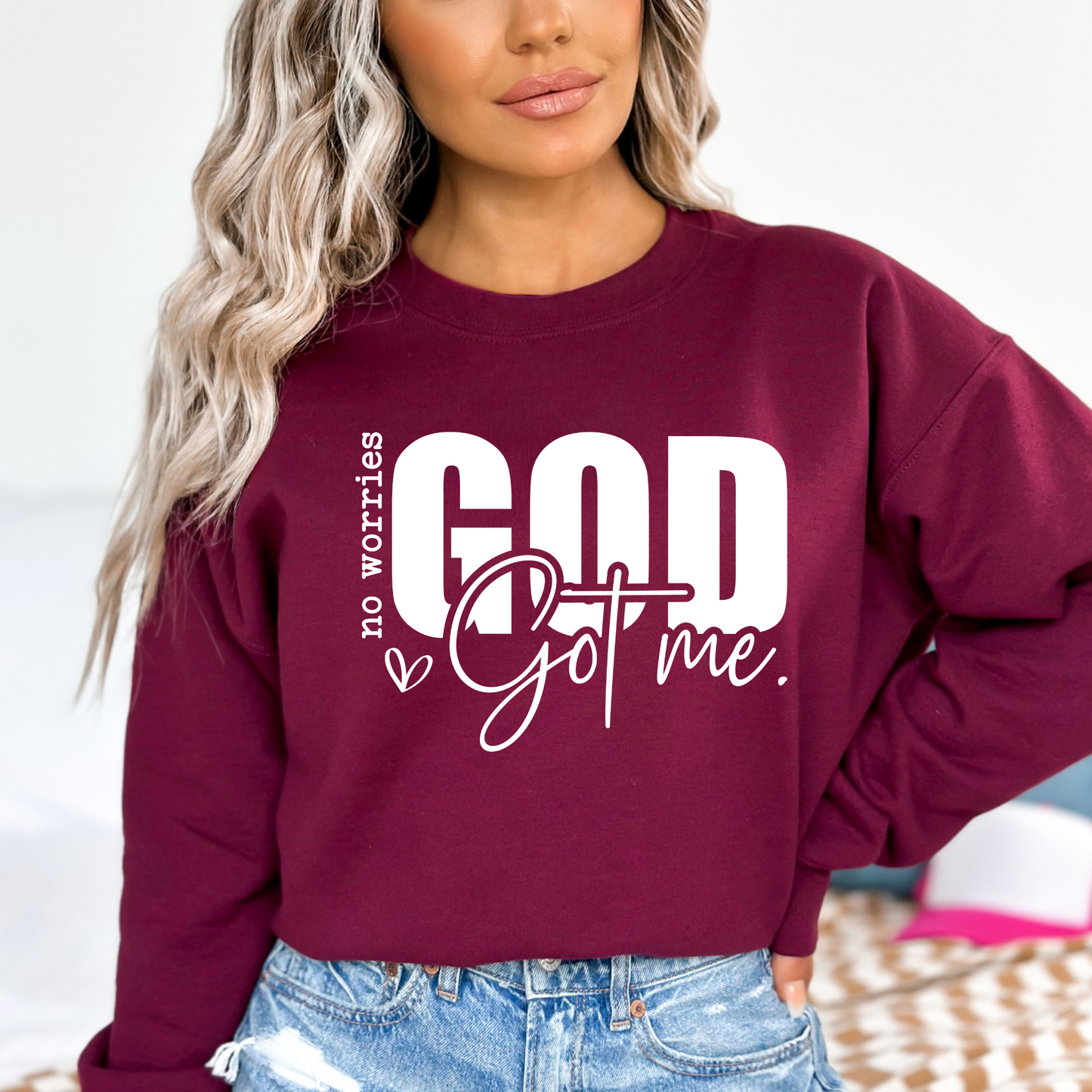 Maroon God Got Me Christian Sweatshirt – Faith-Based for Believers