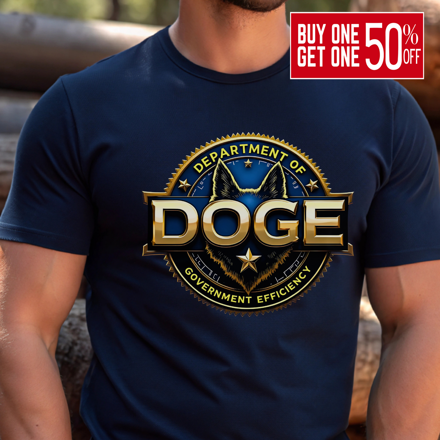 Men's DOGE navy blue shirt – conservative graphic apparel