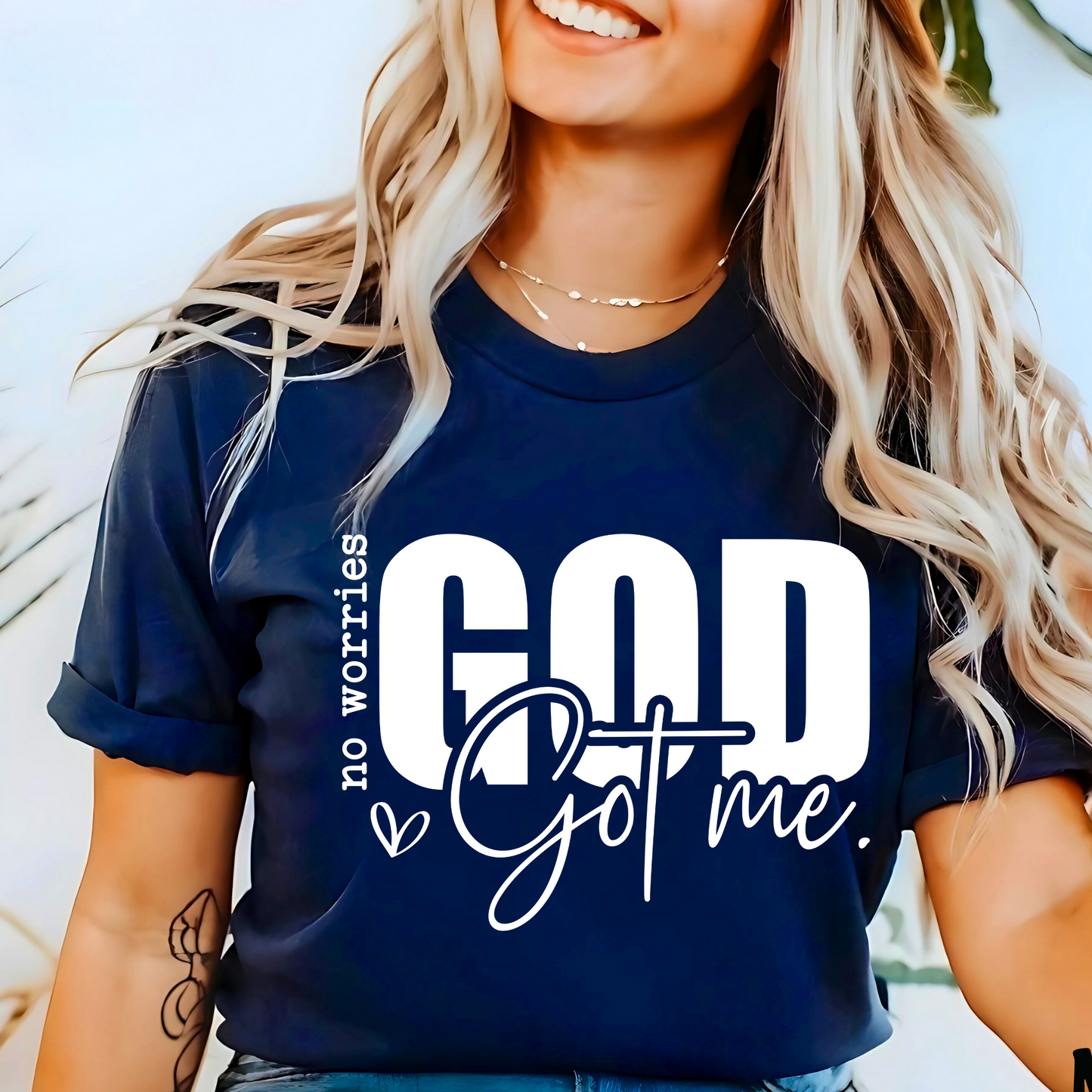 Navy God Got Me Christian T-Shirt - No Worries Faith-Based Religious Tee