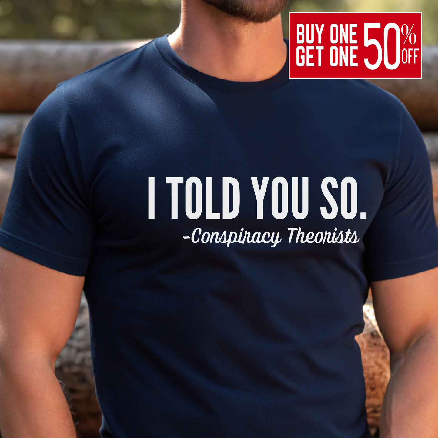 Navy blue men’s shirt with sarcastic design