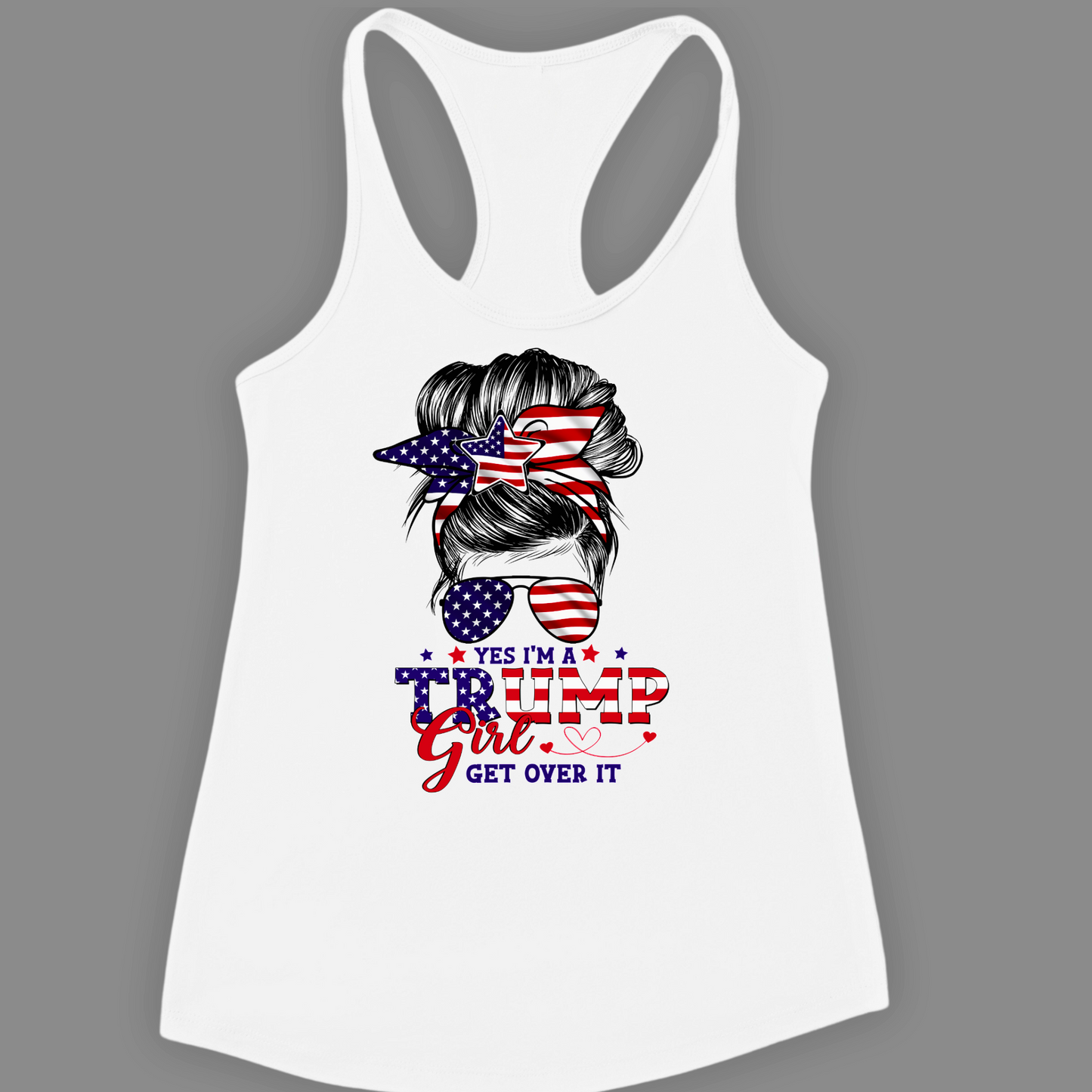 white tank top with a graphic design