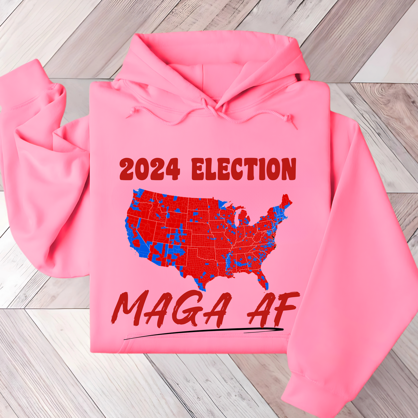 Women’s 2024 Election Hoodie – MAGA AF Red Map Patriotic Unisex Sweatshirt