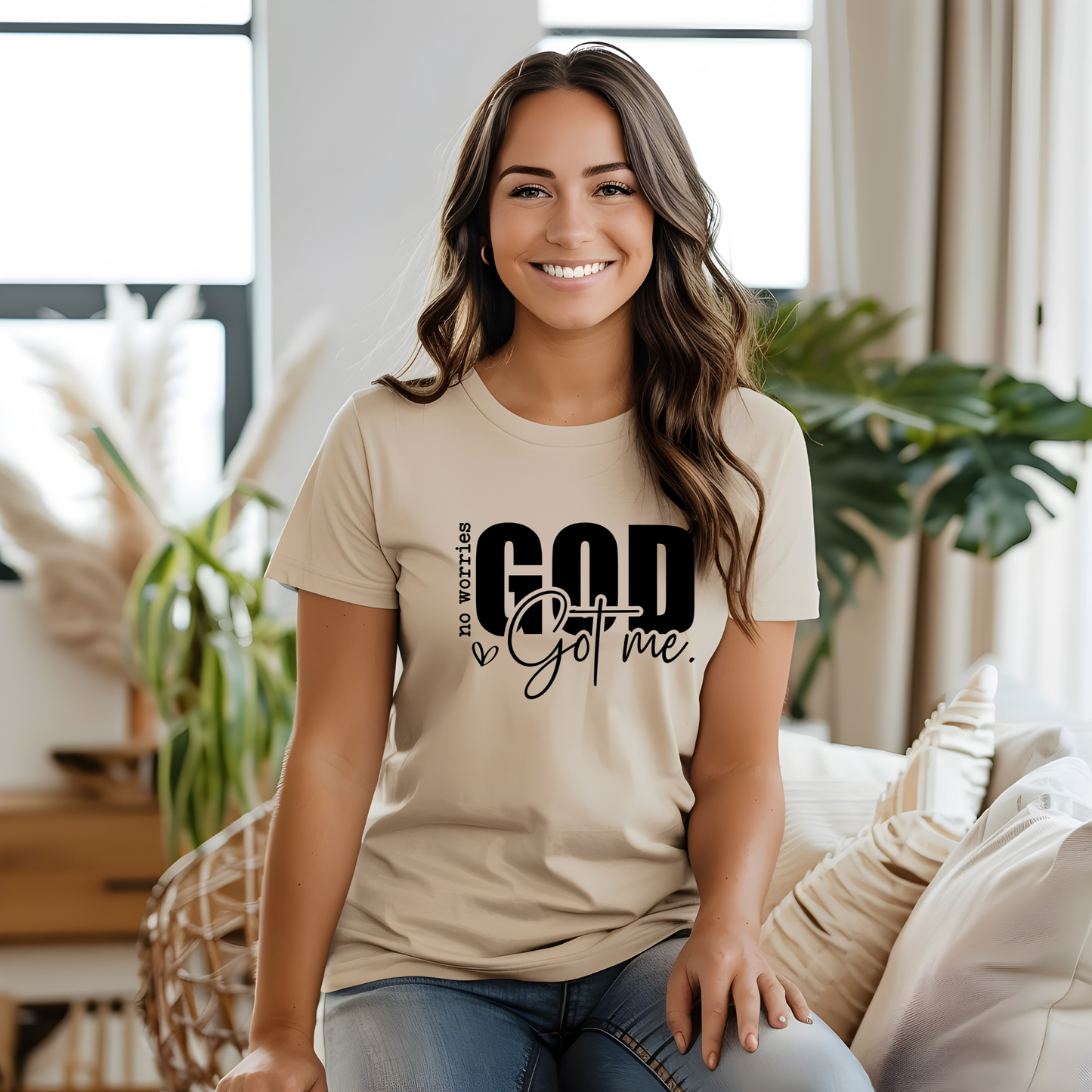 Sand God Got Me Christian T-Shirt - No Worries Faith-Based Religious Tee