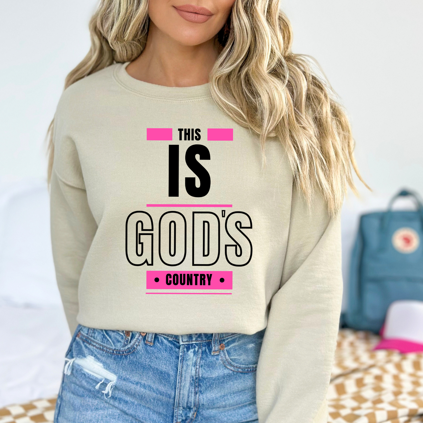 Sand This Is God's Country Christian Western Sweatshirt - Faith-Based Crewneck