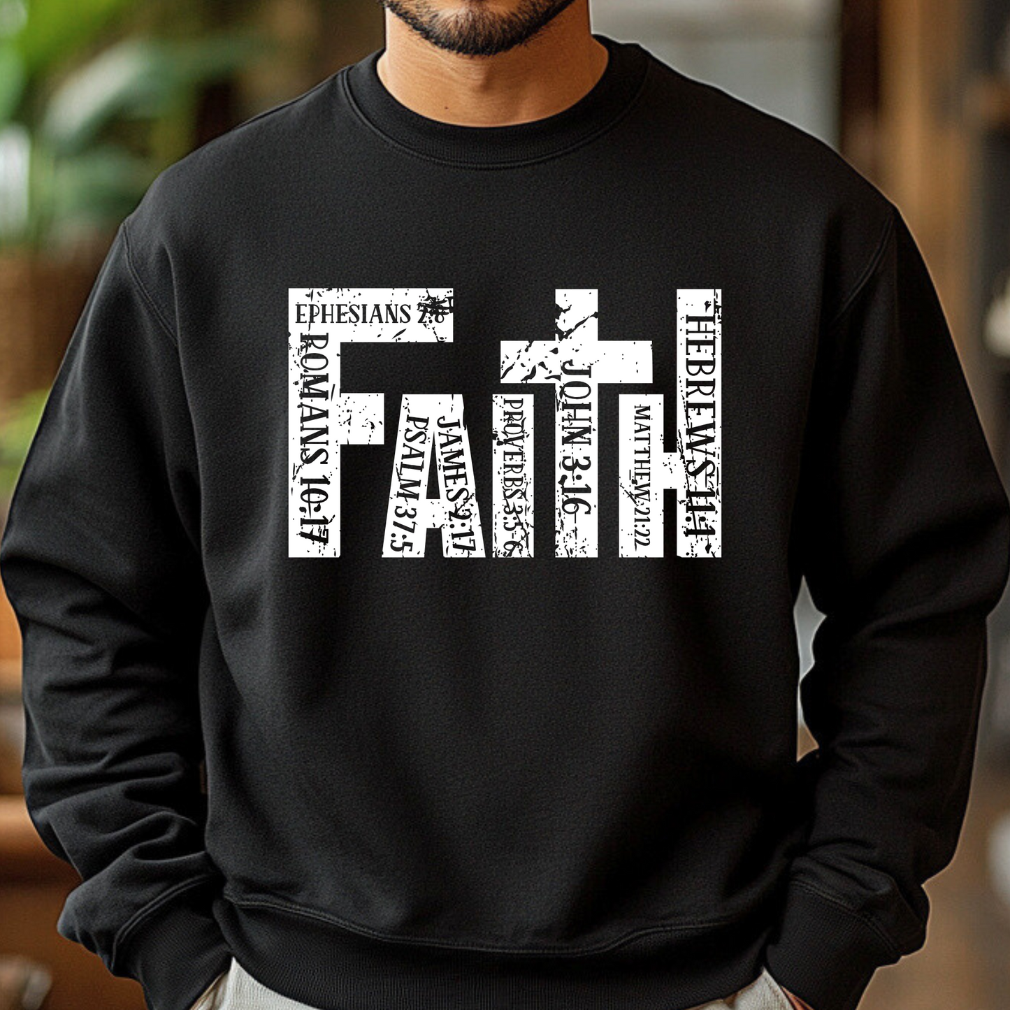 Men's Faith Bible Verse Sweatshirt – Christian Scripture Crewneck Pullover