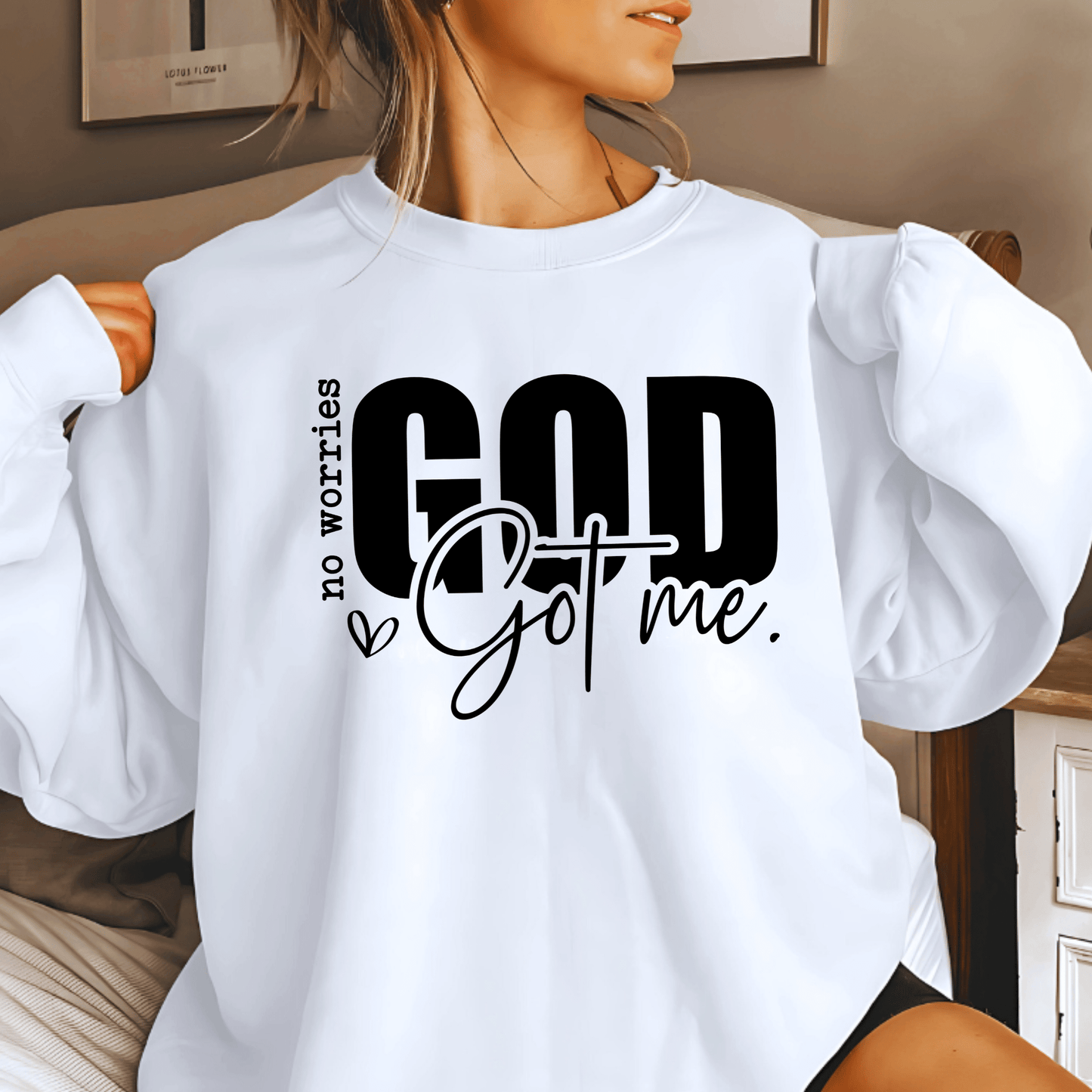 God Got Me Sweatshirt | High - Quality & Stylish - The Right Side PrintsGod Got Me Sweatshirt | High - Quality & Stylishwomen's long sleeve sweatshirtWhiteSmall