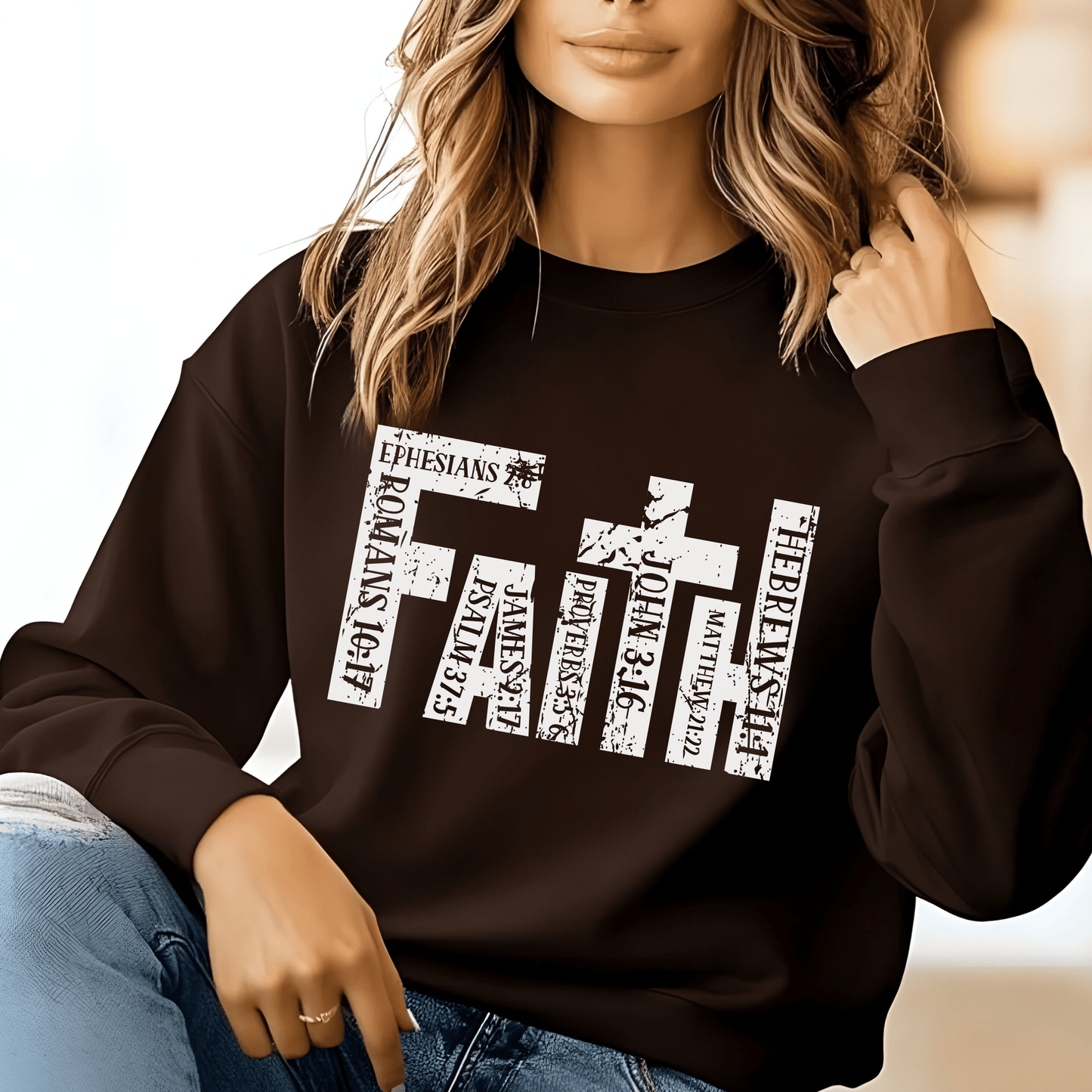 Brown Christian Apparel with Bible Verse Design | Religious Sweatshirt for Men & Women
