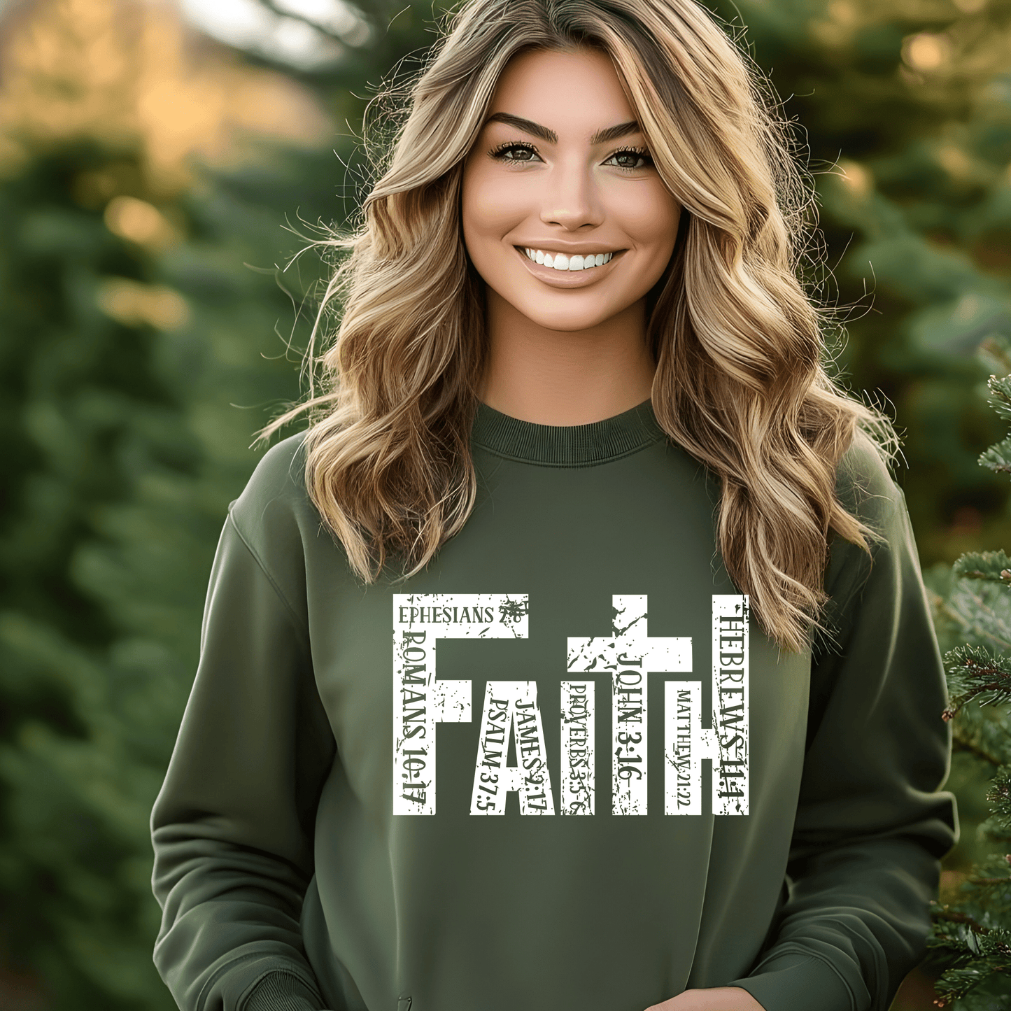 Green Christian Apparel with Bible Verse Design | Religious Sweatshirt for Men & Women