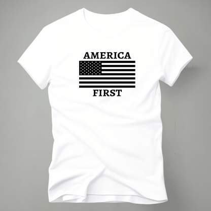 America First Flag Tshirt - The Right Side PrintsAmerica First Flag TshirtT-ShirtWhite/BlackSmall