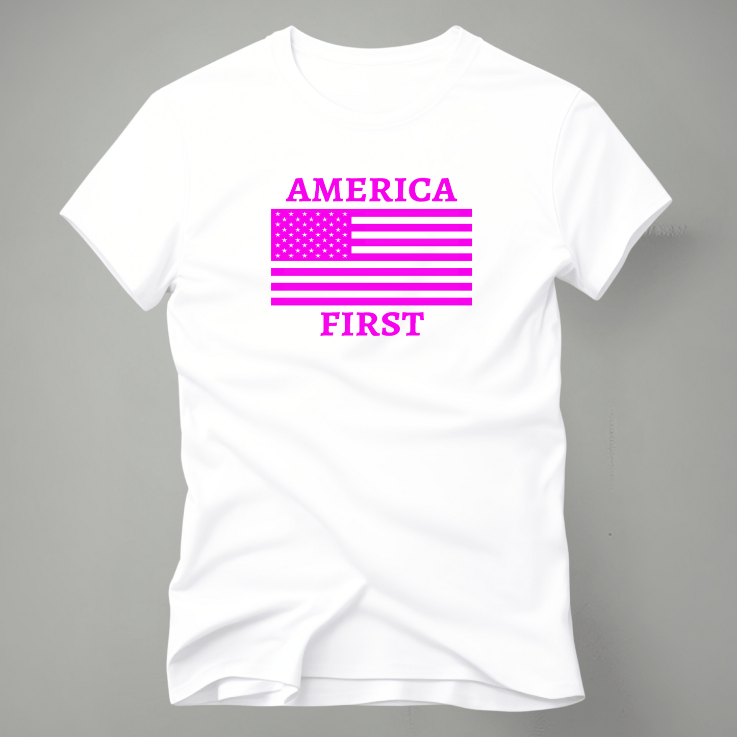 America First Flag Tshirt - The Right Side PrintsAmerica First Flag TshirtT-ShirtWhite/PinkSmall