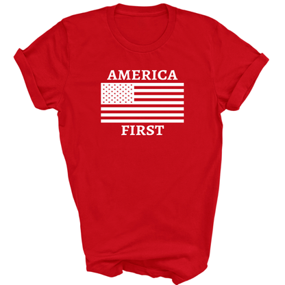 America First Flag Tshirt - The Right Side PrintsAmerica First Flag TshirtT-ShirtRedSmall