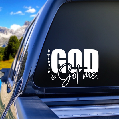 God Got me sticker decal, Christian Auto Sticker, Christian phone decal, Trust in God Decal, Rear View Mirror Decal, Faith Car Mirror Decal