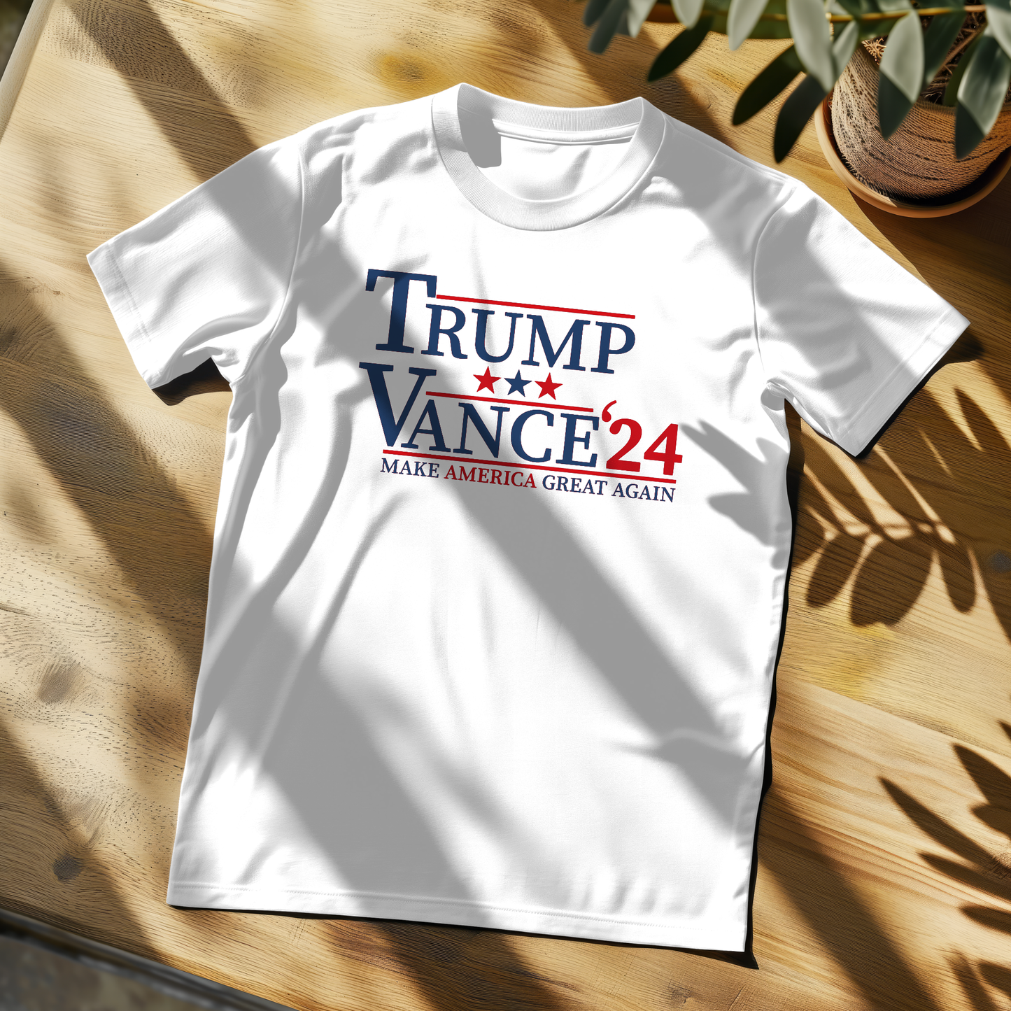 Support your favorite candidate with our Trump Vance 2024 T-shirt. Made with high-quality materials, this shirt features a bold design showcasing your passion for the upcoming election. Show your support and make a statement with this comfortable and stylish t-shirt. Wear it to rallies, events, or simply around town to show your unwavering dedication to the cause.