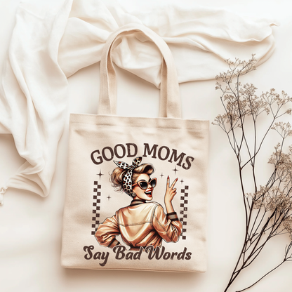 Beige tote next to scarf and florals – bold gift bag for women

