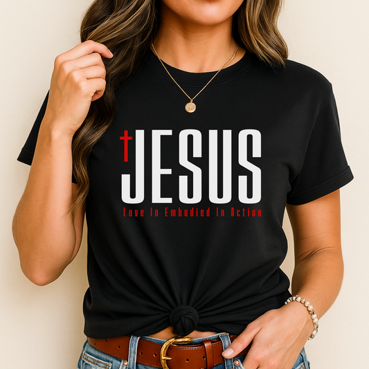 Black JESUS T-Shirt – Faith Based Women’s Unisex Christian Shirt