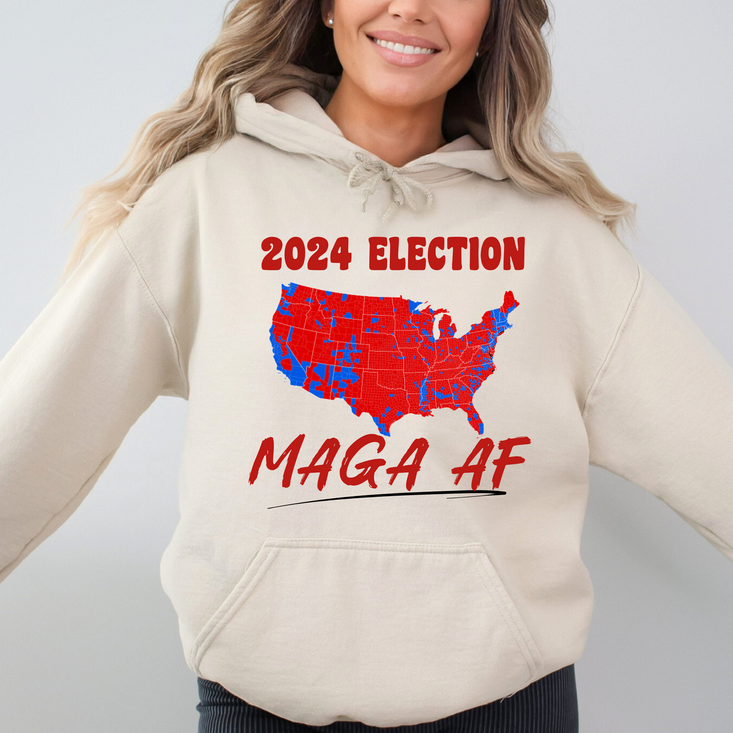 MAGA AF Hoodie for Women – 2024 Election Map Conservative Sweatshirt
