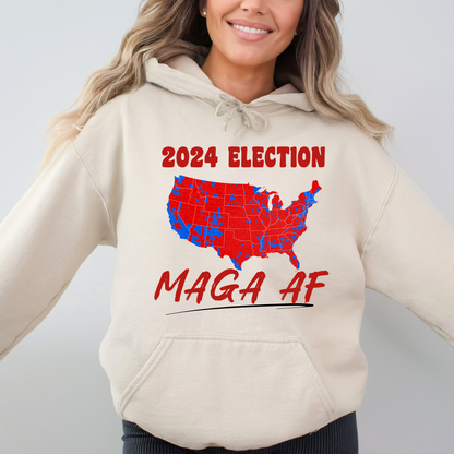 MAGA AF Hoodie for Women – 2024 Election Map Conservative Sweatshirt
