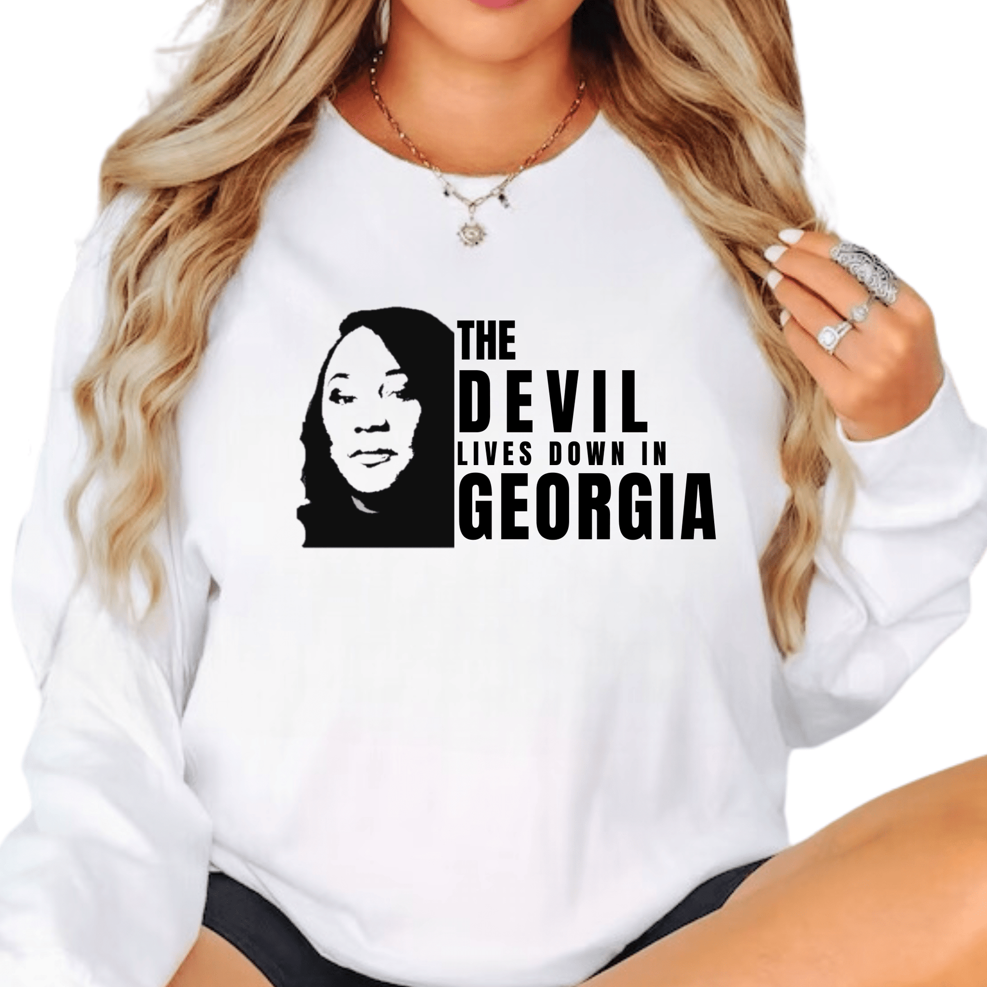 Devil Lives Down In Georgia Sweatshirt - The Right Side PrintsDevil Lives Down In Georgia SweatshirtHoodieWhiteSmall