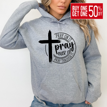 Gray Cozy pullover hoodie featuring motivational message design