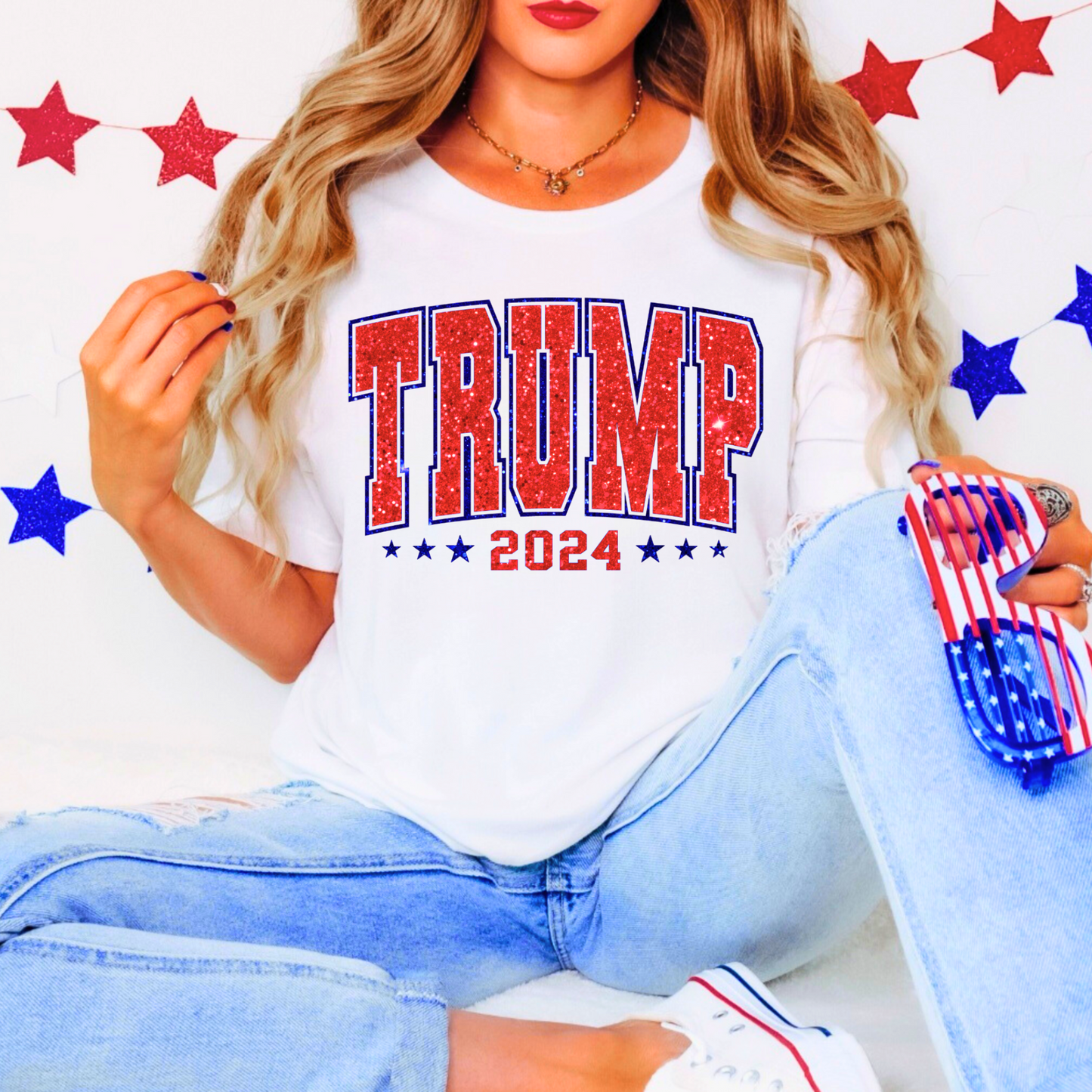 Trump 2024 Faux Glitter Tshirt