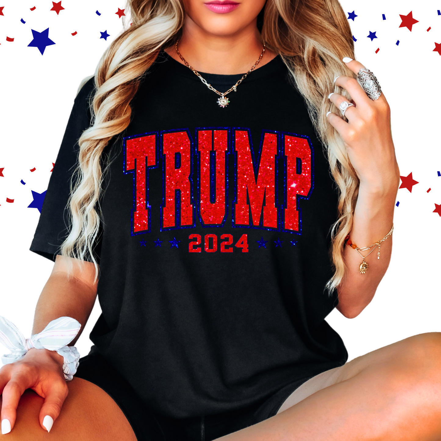 Trump 2024 Faux Glitter Tshirt