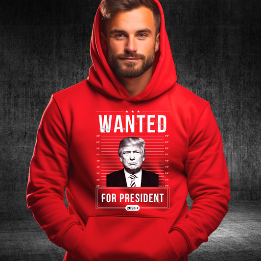 Wanted for President Hoodie - The Right Side Prints