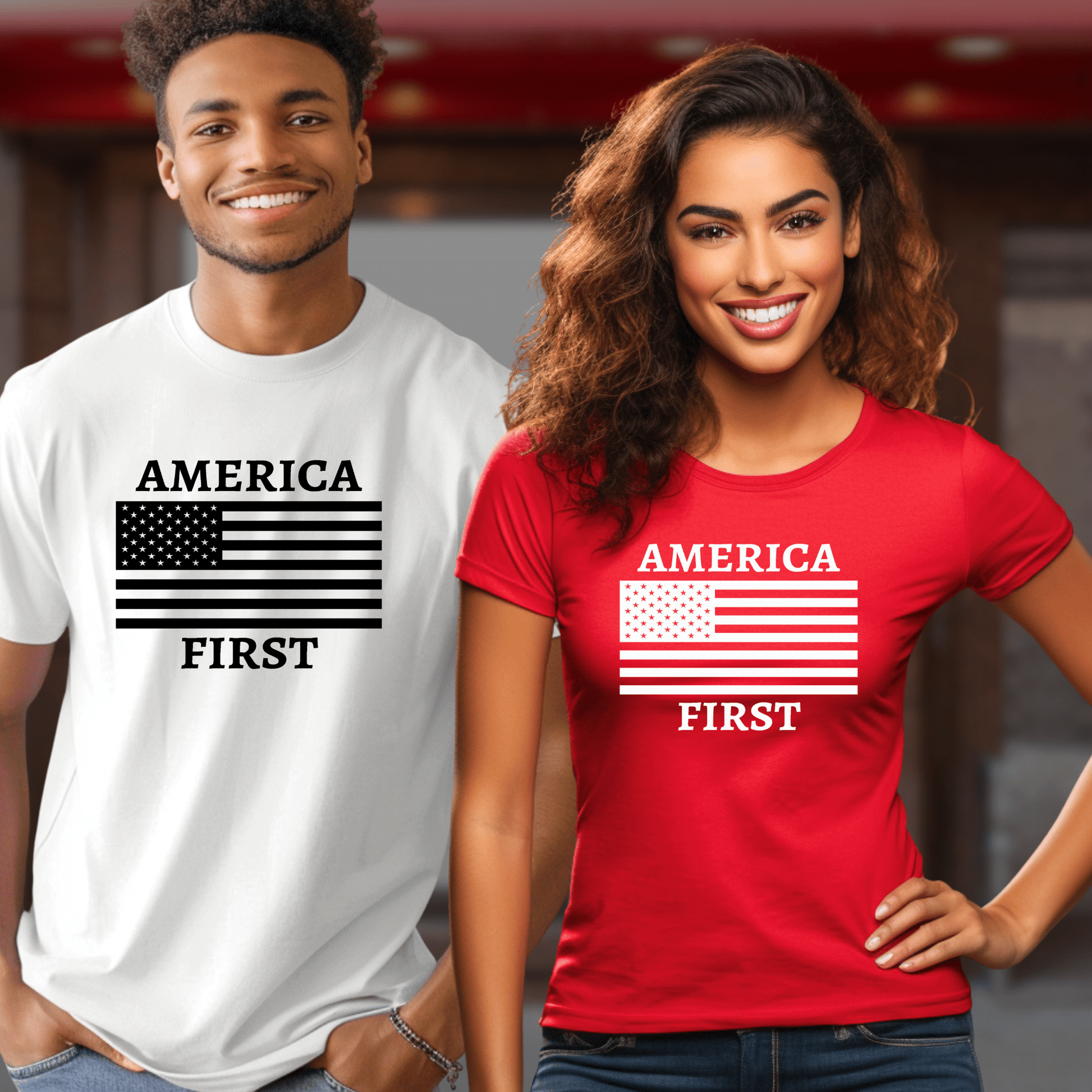 America First Flag Tshirt - The Right Side PrintsAmerica First Flag TshirtT-ShirtRedSmall