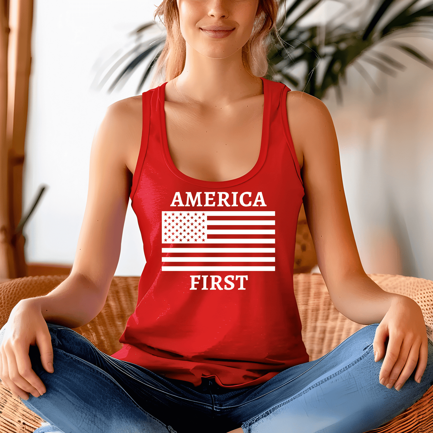 America First Tank - The Right Side PrintsAmerica First Tankwomen tshirtRed/WhiteSmall