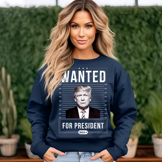 Wanted for President Sweatshirt - The Right Side Prints