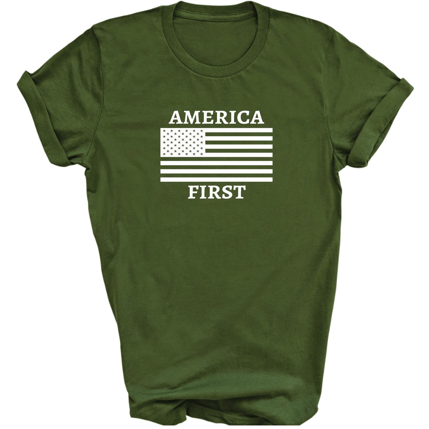 America First Flag Tshirt - The Right Side PrintsAmerica First Flag TshirtT-ShirtGreenSmall