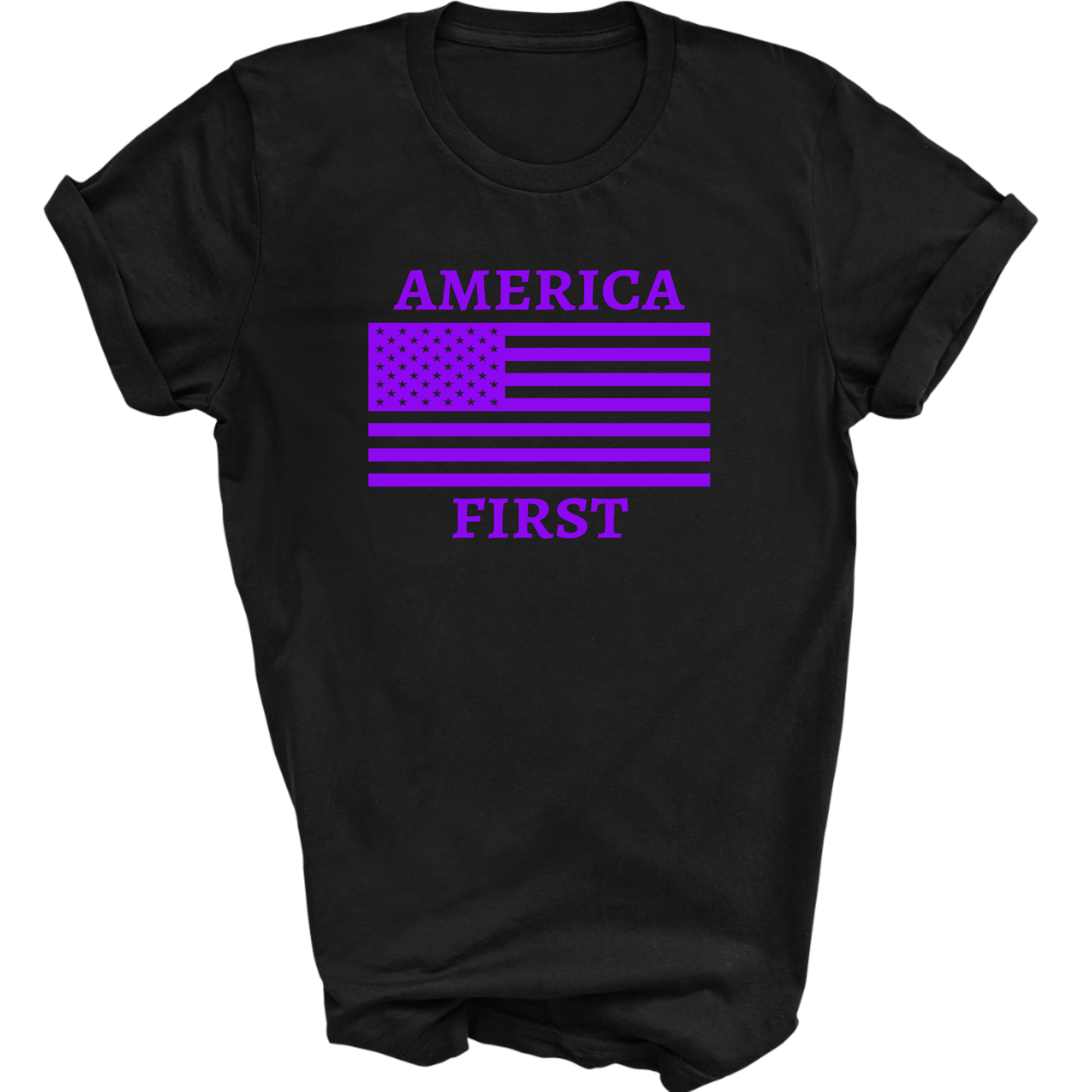 America First Flag Tshirt - The Right Side PrintsAmerica First Flag TshirtT-ShirtBlack/PurpleSmall