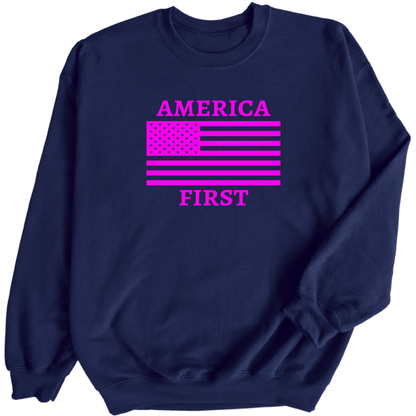 America First Sweatshirt - The Right Side PrintsAmerica First SweatshirtHoodieBlue/PinkSmall