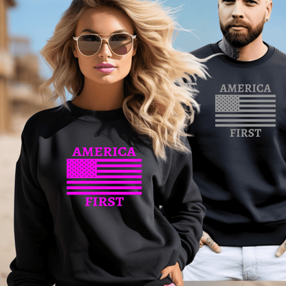 America First Sweatshirt - The Right Side PrintsAmerica First SweatshirtHoodieBlack/PinkSmall