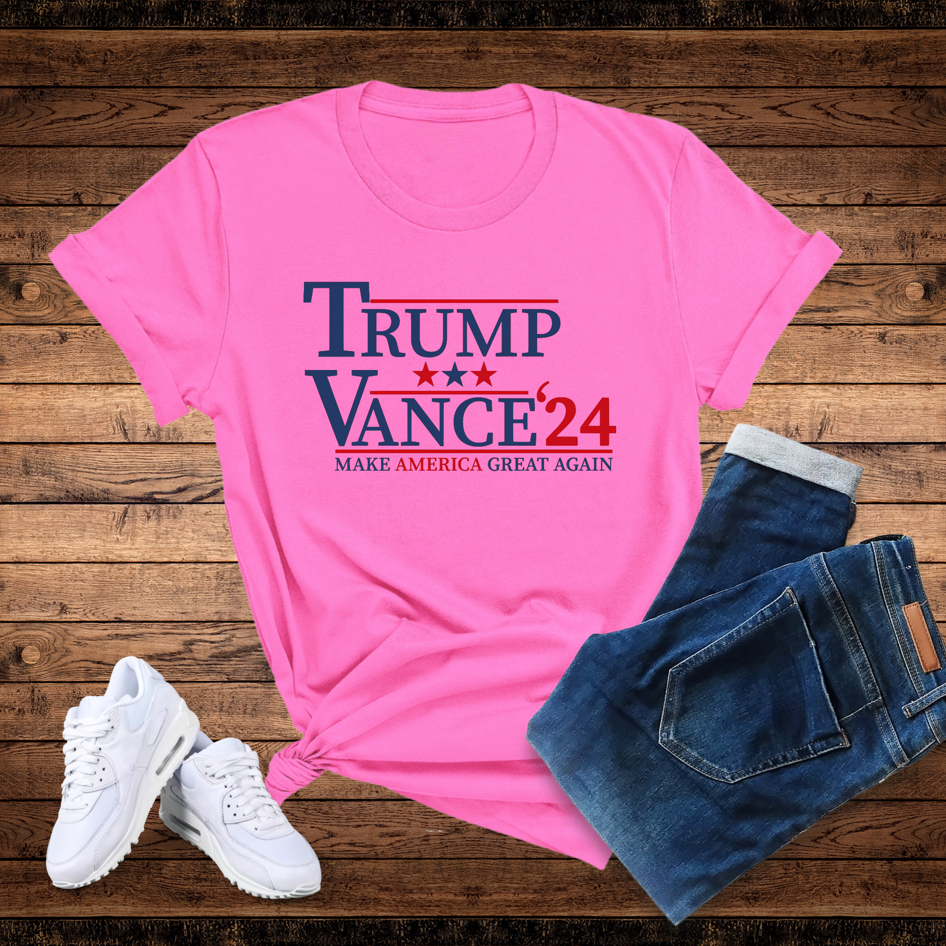 Support your favorite candidate with our Trump Vance 2024 T-shirt. Made with high-quality materials, this shirt features a bold design showcasing your passion for the upcoming election. Show your support and make a statement with this comfortable and stylish t-shirt. Wear it to rallies, events, or simply around town to show your unwavering dedication to the cause.