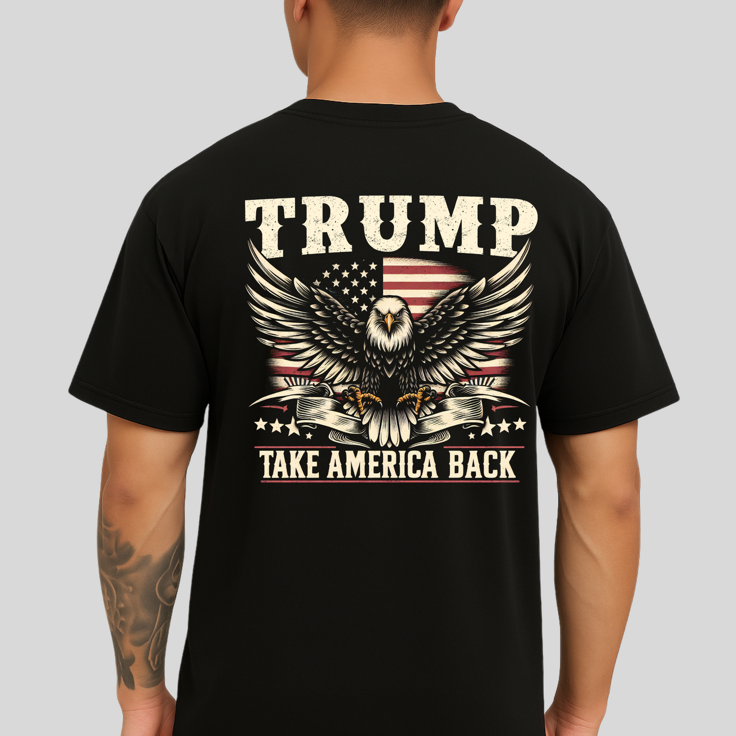 Trump Take America Back Men's T-Shirt – Front & Back Print Eagle Graphic